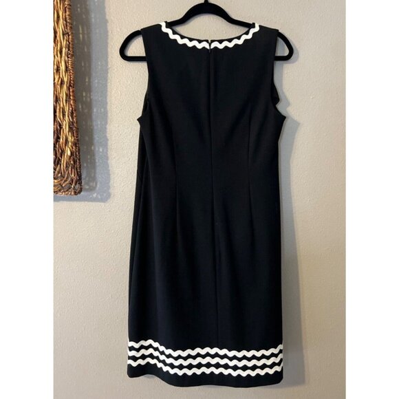 Talbots Dress 8P 8 P Black White Ric Rack Stretch Sleeveless Career Church - Picture 8 of 9